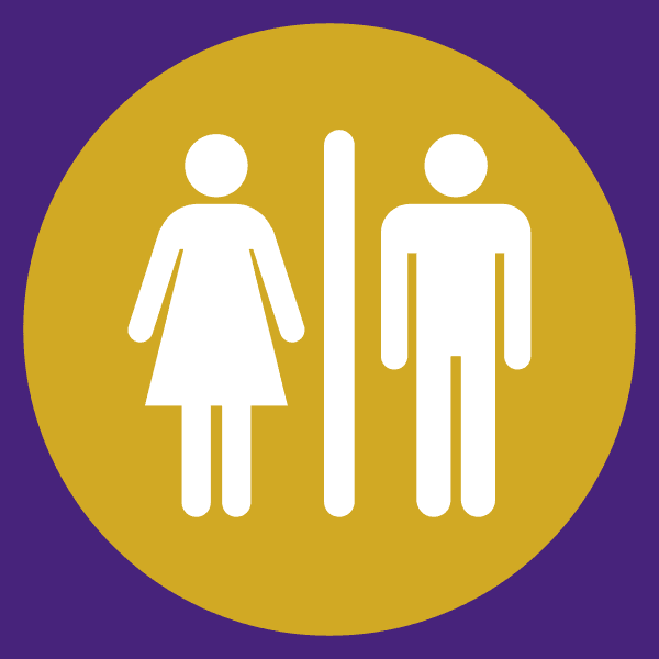 Toilet Pictogram Sign Gold Circle