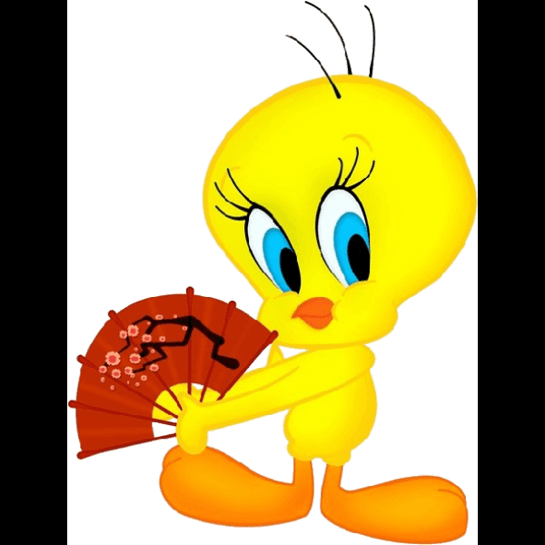 Tweety Bird Holding Japanese Fan