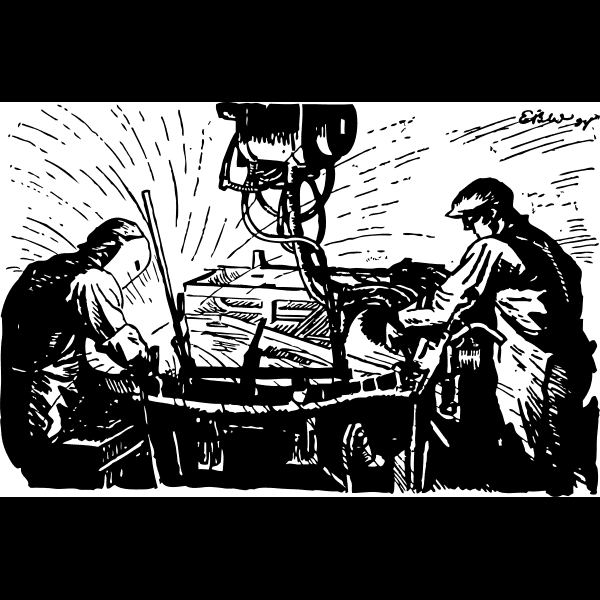 Two Men Using Welding Machine