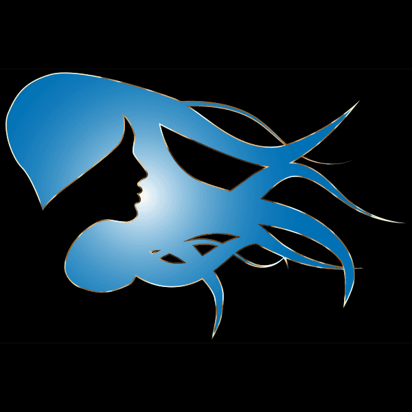 Woman Blue Flowing Hair Decal