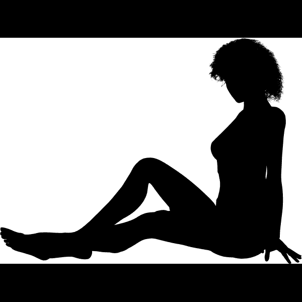 Woman Silhouette Sitting On Floor