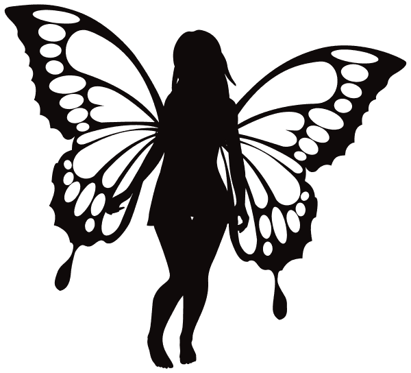 Woman Silhouette With Butterfly Wings