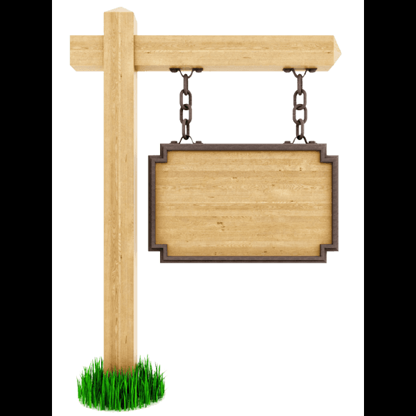 Wooden Sign Hanging On Post