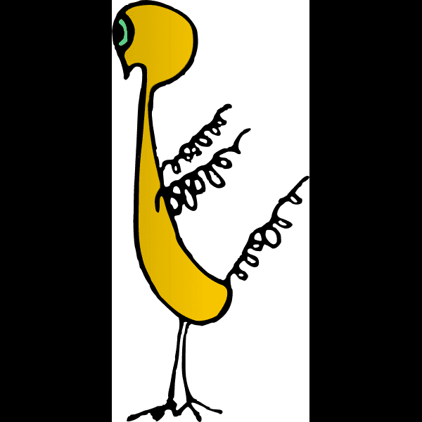 Yellow Cute Chicken Doodle Art