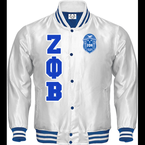 Zeta Phi Beta White Varsity Jacket