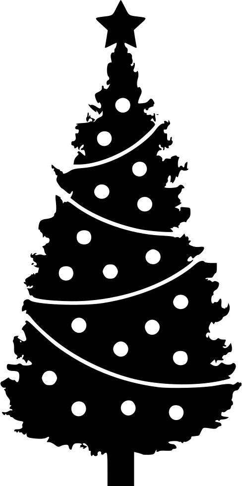 Silhouette Christmas Tree With Lights Svg